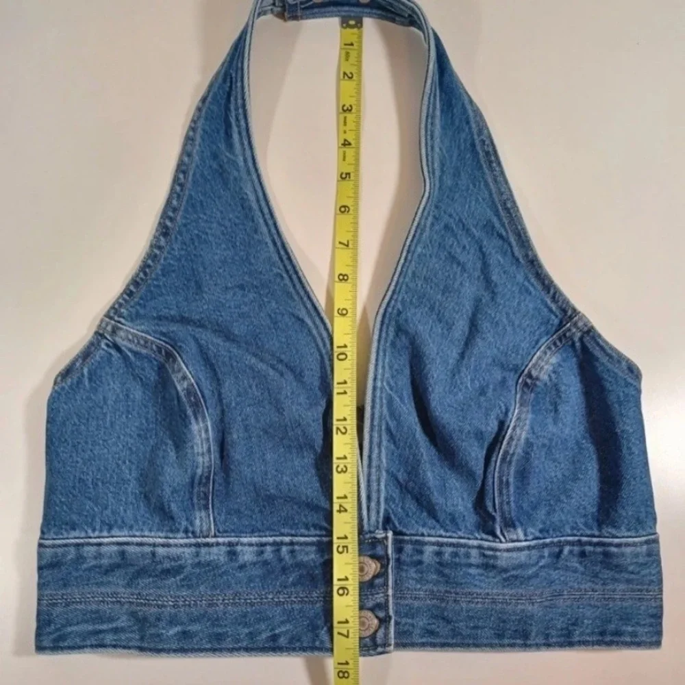 Levi's DAISY Denim JEAN Cowgirl Crop Top HALTER Stretch S110786 SIZE Large NWT - Picture 11 of 13